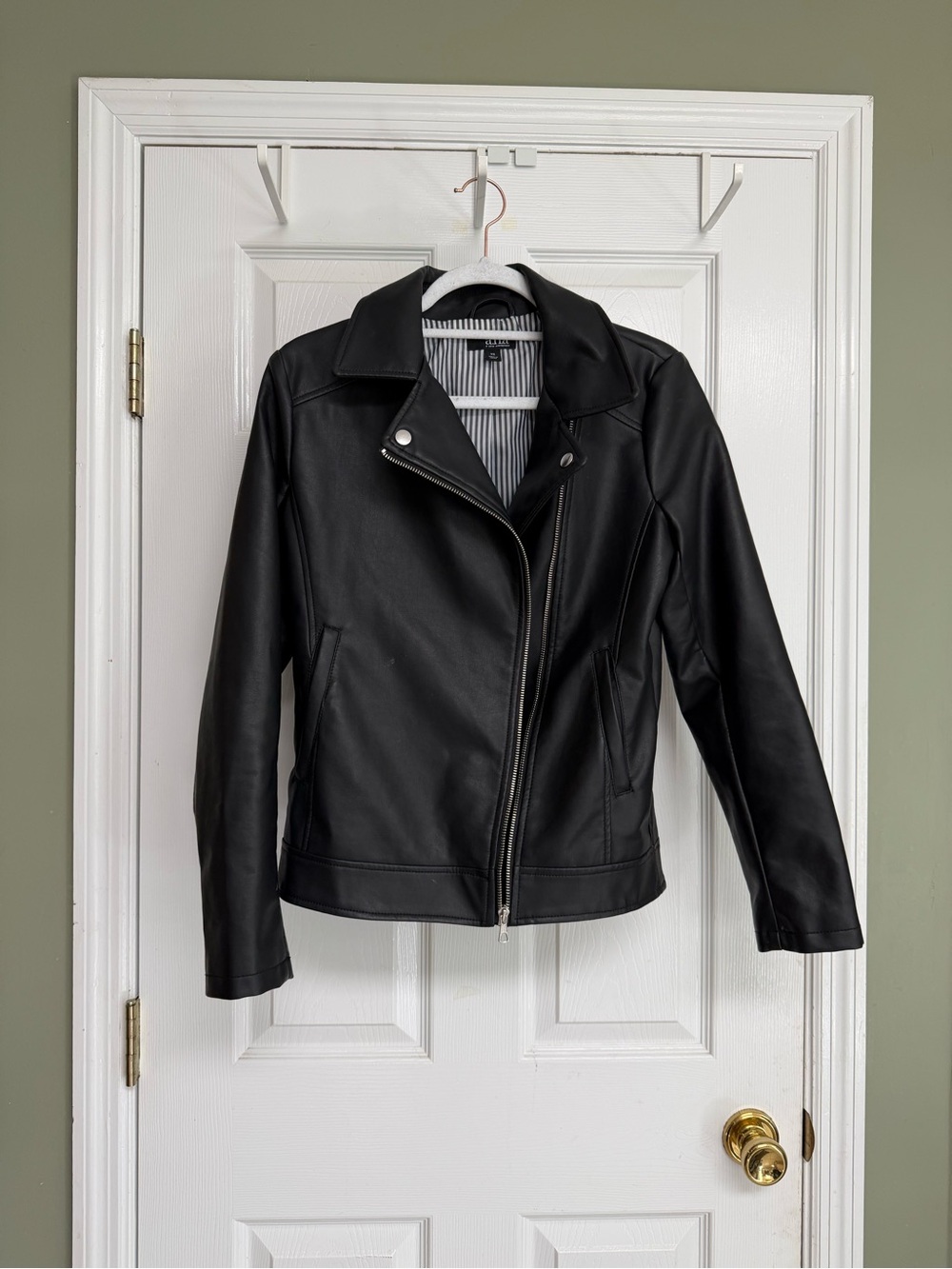a.n.a Black Faux Leather Moto Jacket